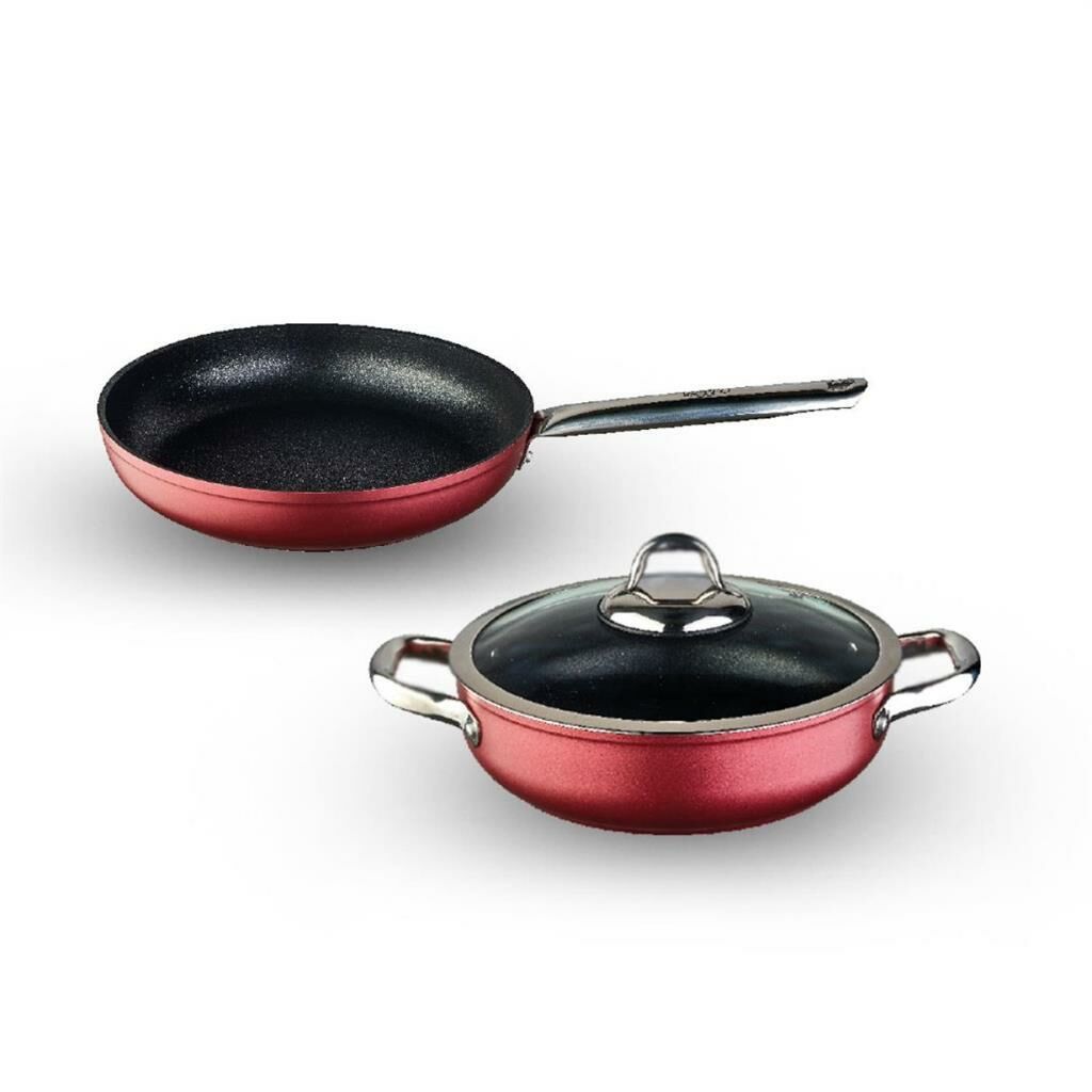 Leggno Master Daily Metalik Kırmızı 3 Parça Tencere Set (26Cm Sığ Tencere + 26Cm Tava)