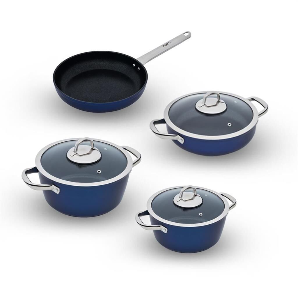 Leggno Master Daily Metalik Mavi 7 Parça Tencere Set (20Cm-24Cm Derin Tencere + 26Cm Sığ Tencere + 26Cm Tava)