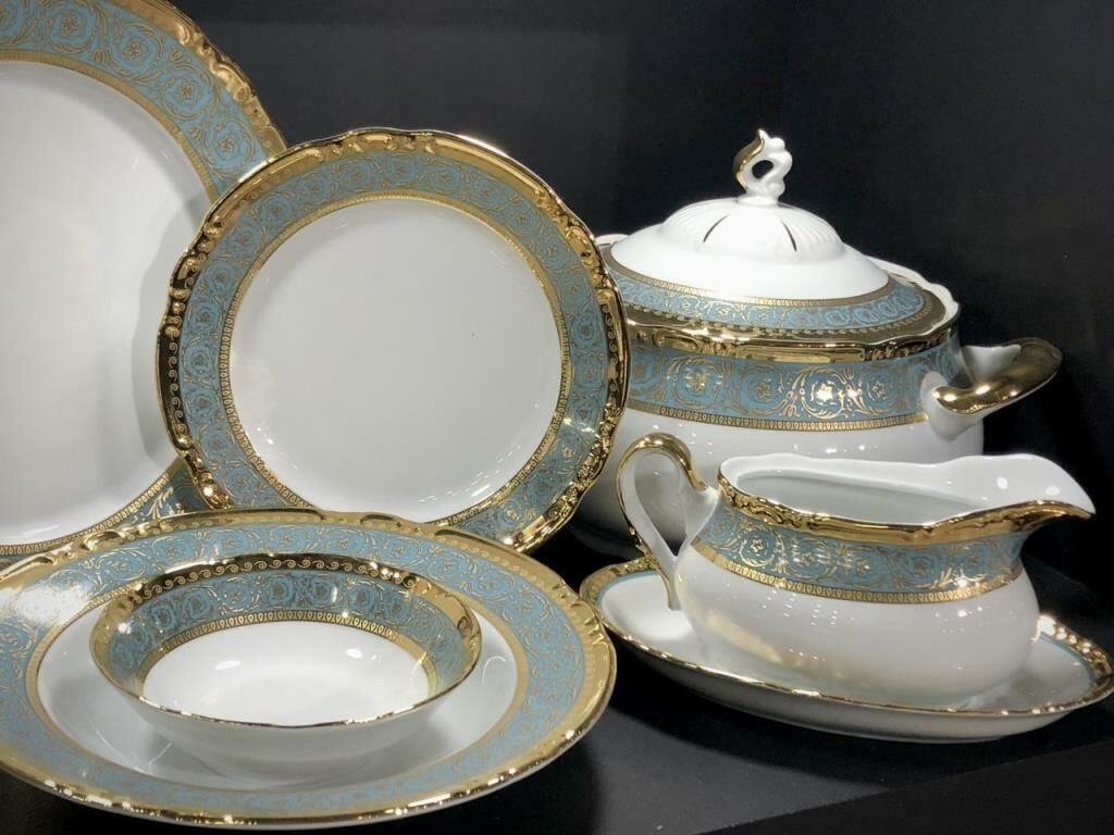Thun Constance 77 Parça Altın Yaldızlı Porselen Yemek Takımı