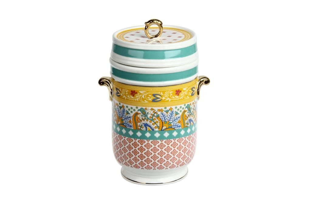 Lucky Art Elıana Bone China Desenli Porselen Kulplu Kavanoz 22cm