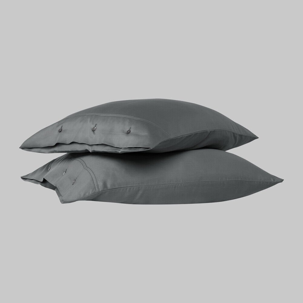Sarev Monochrome %100 Pamuk Saten Yastık Kılıfı-Koyu Gri