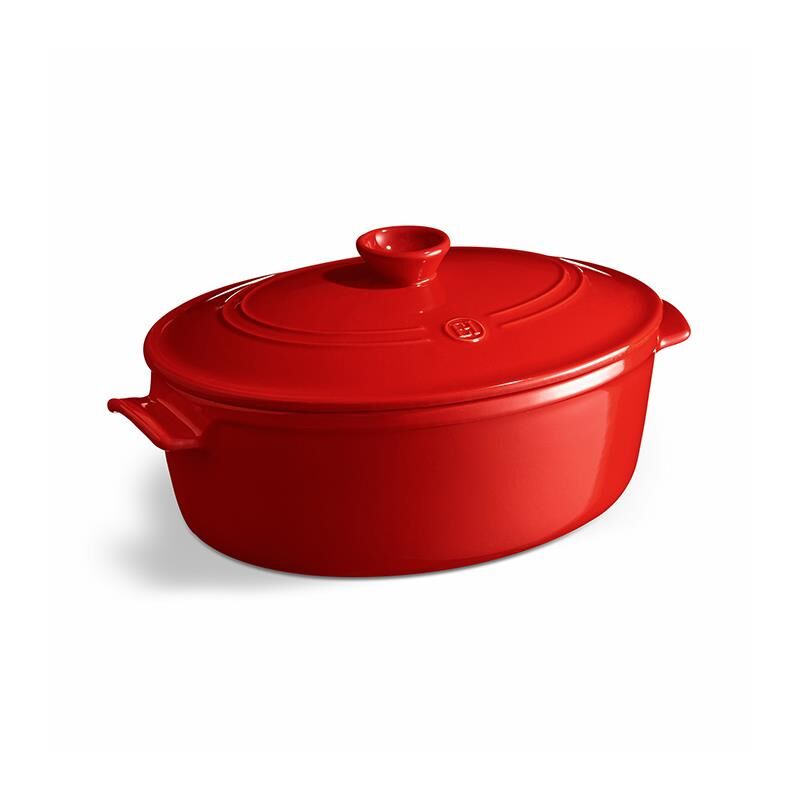 Emile Henry Ateşe Dayanıklı Tencere Oval 6 Lt Kırmızı/Burgundy -344560