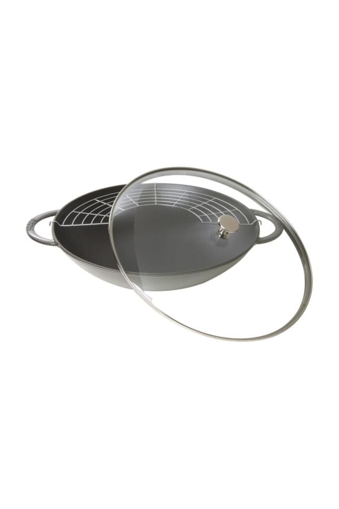 Staub Izgara Aparatlı Döküm Wok Tava Grafit Gri 37 Cm