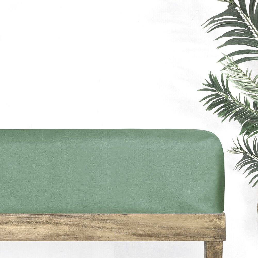 Sarev Monochrome %100 Pamuk Saten Düz Çarşaf Tek Kişilik-Forest Green