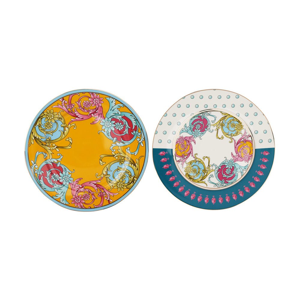 Lucky Art Estelle Bone China Porselen Karışık Desenli 4 lü Tabak Seti 20 cm