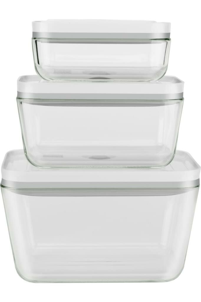 Zwilling Fresh & Save Vakumlu Saklama Kabı Seti, S/M/L / 3-Parça, Borosilikat Cam, Gri