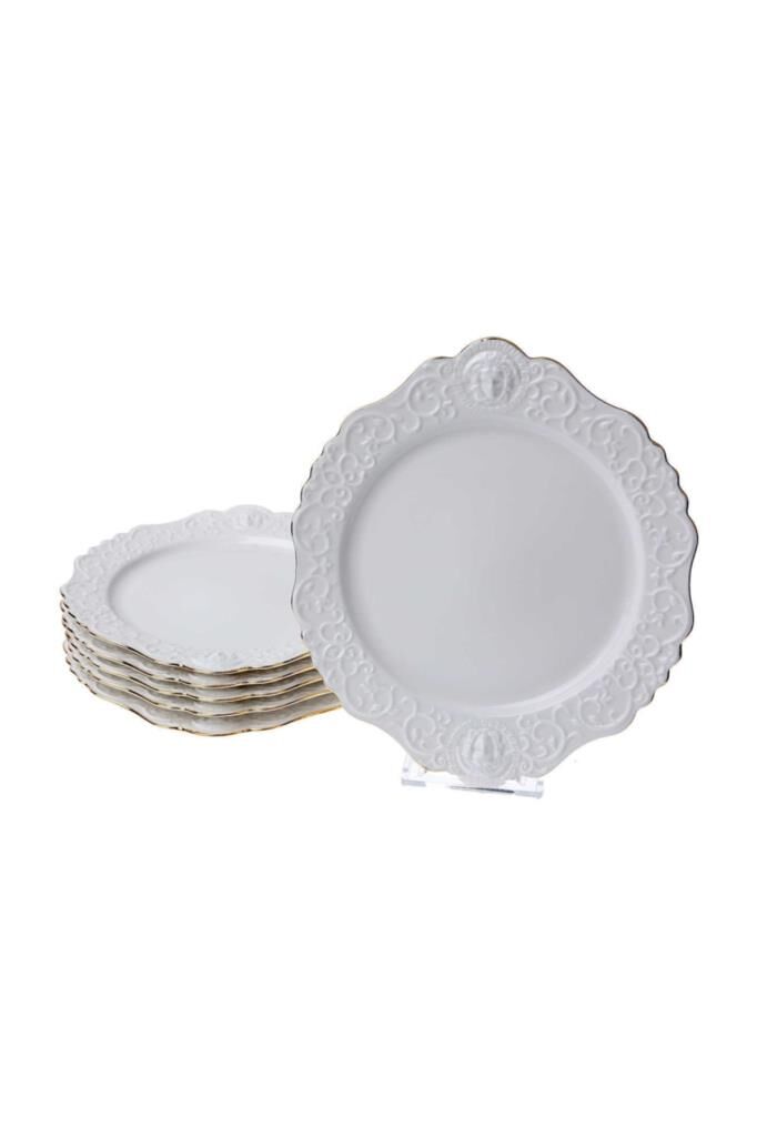 Lucky Art Isabella Bone Serisi 6Lı Küçük Boy Servis Tabagı Seti 22 Cm