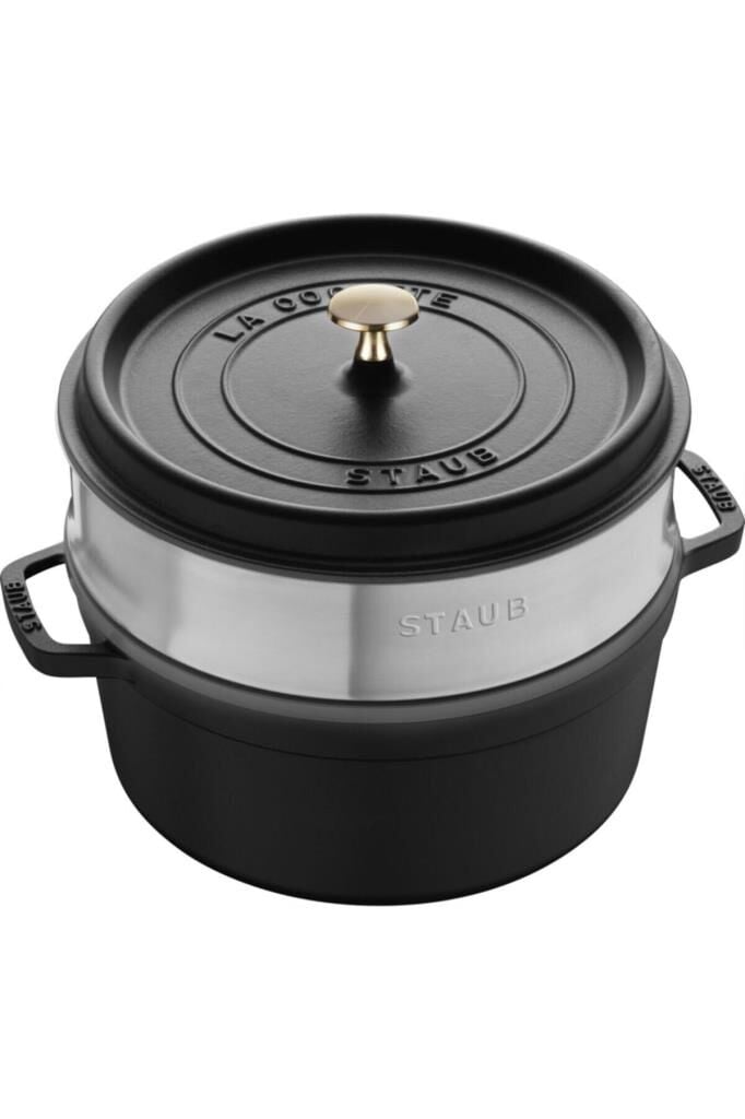Staub La Cocotte Döküm Tencere Buharlı Pişirici İle | Siyah | 26 Cm | 5,25 L | Yuvarlak