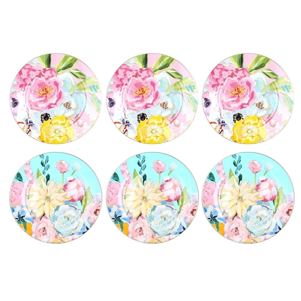Lucky Art Peony Desenli 6 lı Bone China Porselen Pasta tabağı seti 20 cm