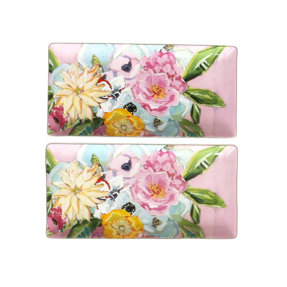Lucky Art Peony Desenli 2 li Bone China Porselen Servis Tabağı Seti 27 cm