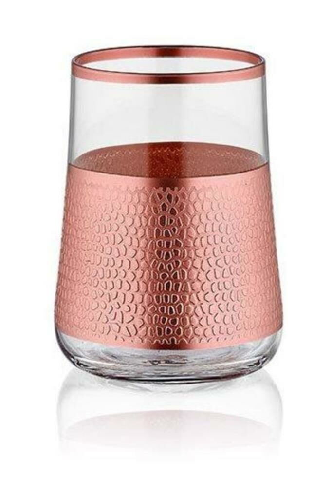 Koleksiyon 6'Lı Aheste Serpantin Rose Gold Kahve Su Bardak