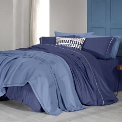 Sarev Eva Eldon Mavi Tek Kişilik %100 Pamuk Nevresim Takımı ve Pike Seti-Mavi