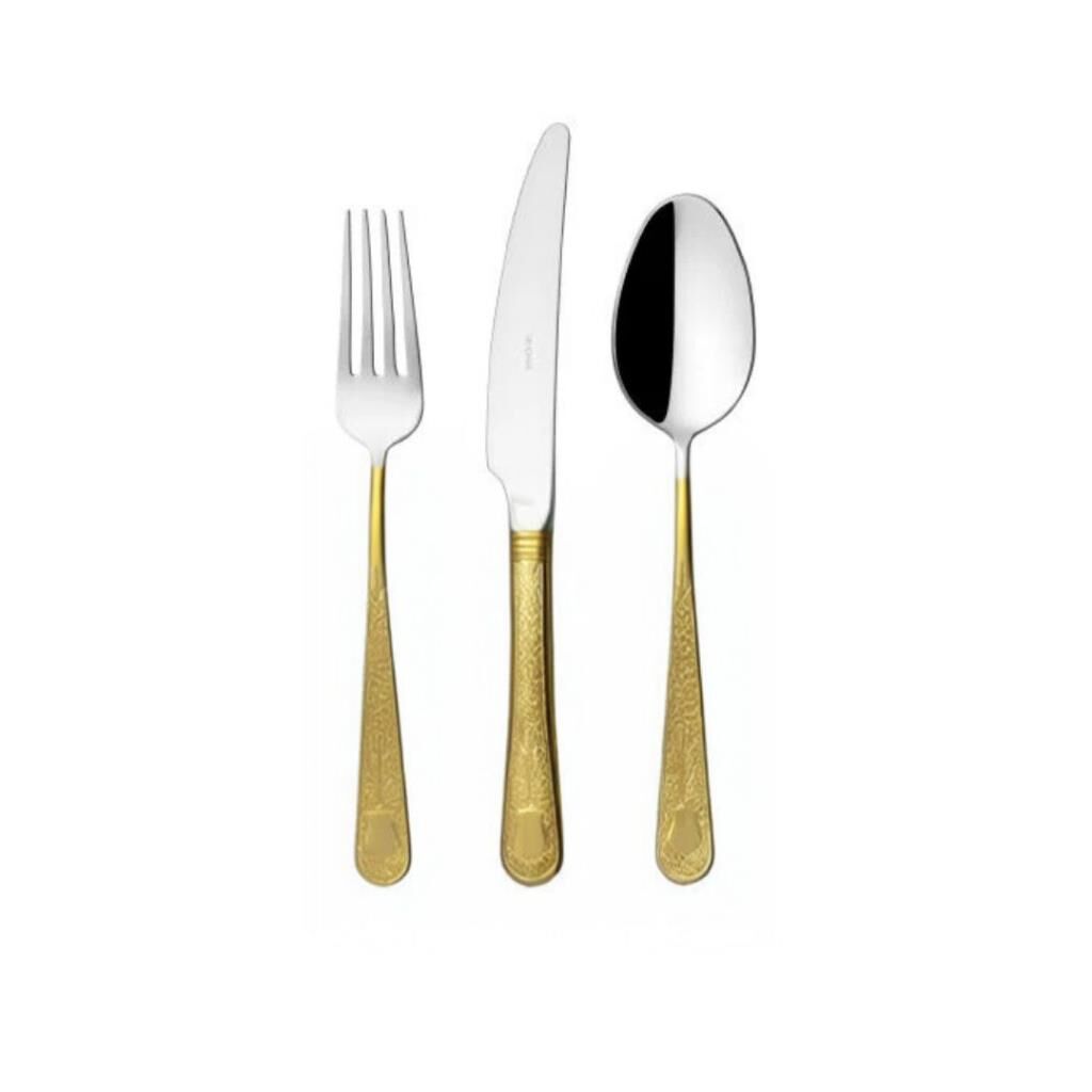 Herdmar Güell Yarı Gold 87 Parça Çatal Kaşık Bıçak Takımı-12 Kişilik