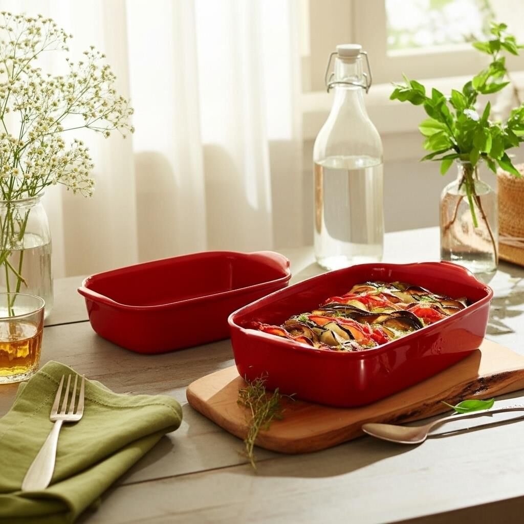 Emile Henry Fırın Kabı Dikdörtgen 2 Li Kırmızı/Burgundy(EH349802)