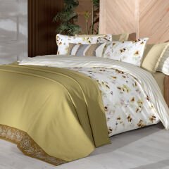 Sarev Eva Jadon Sarı Tek Kişilik %100 Pamuk Nevresim Takımı ve Pike Seti-Renkli