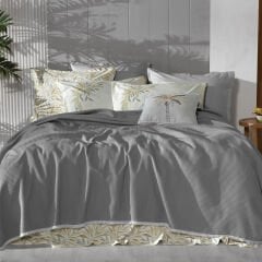 Sarev  Adrian Gri Tek Kişilik %100 Pamuk Pike Takımı