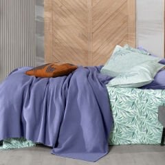 Sarev  Adrian Mavi Çift Kişilik %100 Pamuk Pike Takımı