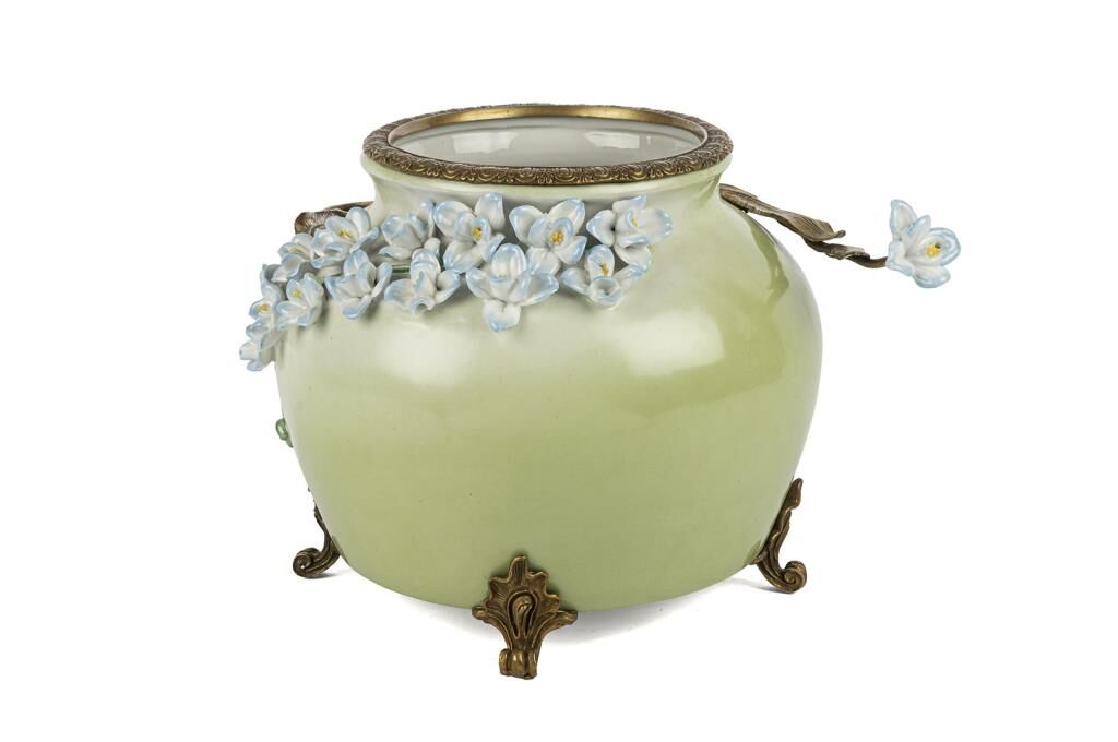 Mikasa Moor Yeşil Kabartma Çiçekli Yuvarlak Vazo 36x25cm