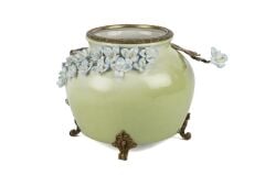 Mikasa Moor Yeşil Kabartma Çiçekli Yuvarlak Vazo 36x25cm