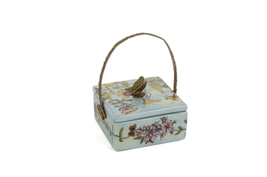 Mikasa Moor Mavi Kelebek Saplı Takı Kutusu 11x17cm