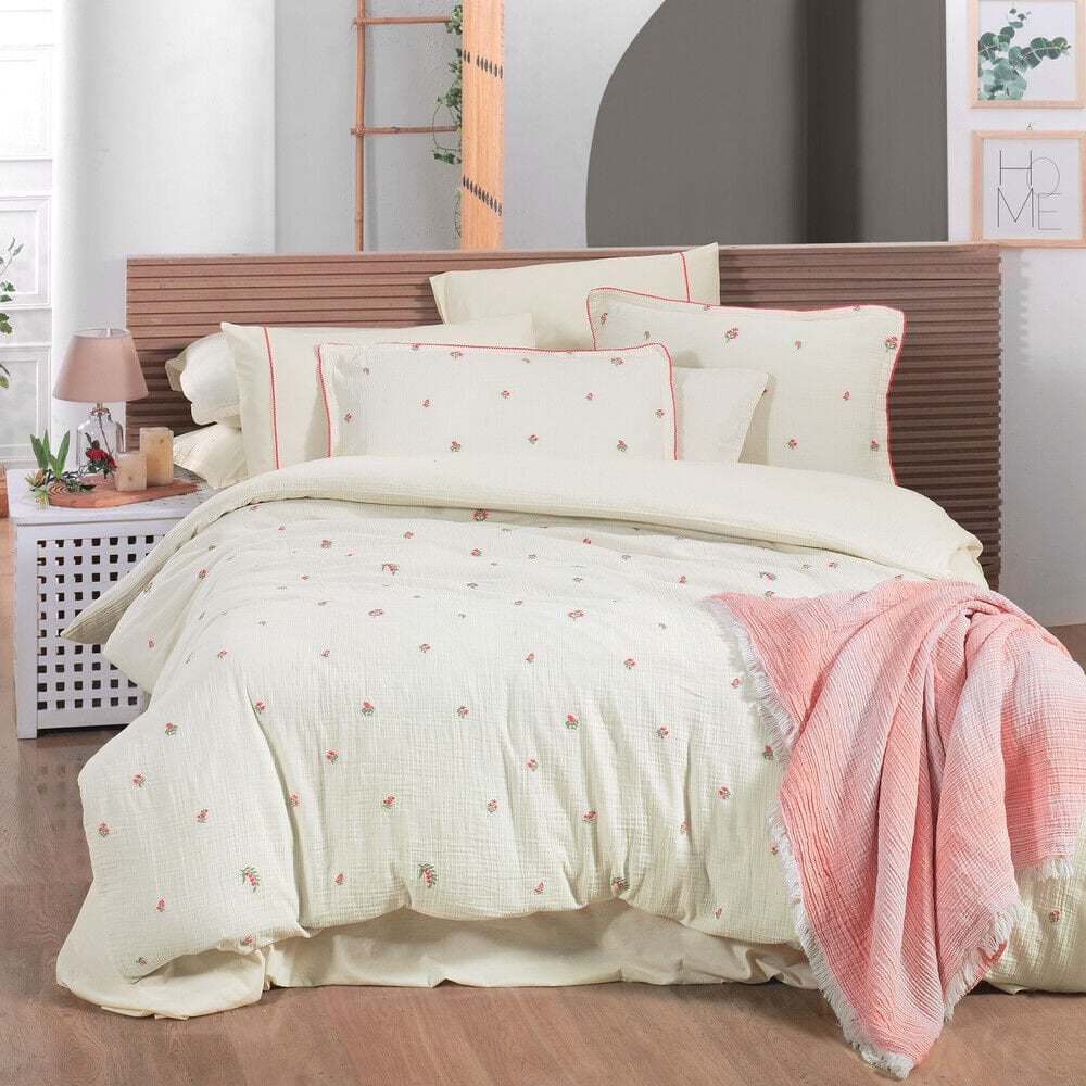 Sarev Mood Comfort Plana Ekru Çift Kişilik %100 Pamuk Nevresim Takımı