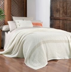 Sarev Polendia Ekru Yatak Örtüsü Tek Kişilik %100 Pamuk