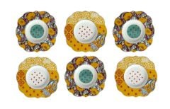 Lucky Art Eliana Bone China Desenli Porselen 6 lı Çay Tabağı Seti