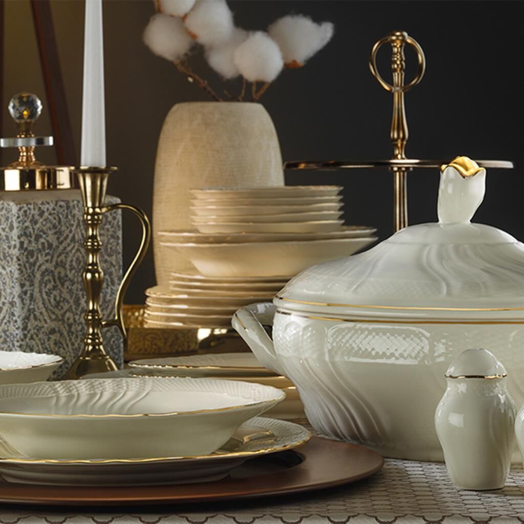 Evaliza Caserta Altın Yemek Takımı 61 Parça