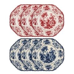 Lucky Art Florantine 27cm 6Li Tabak Seti Kırmızı-Mavi