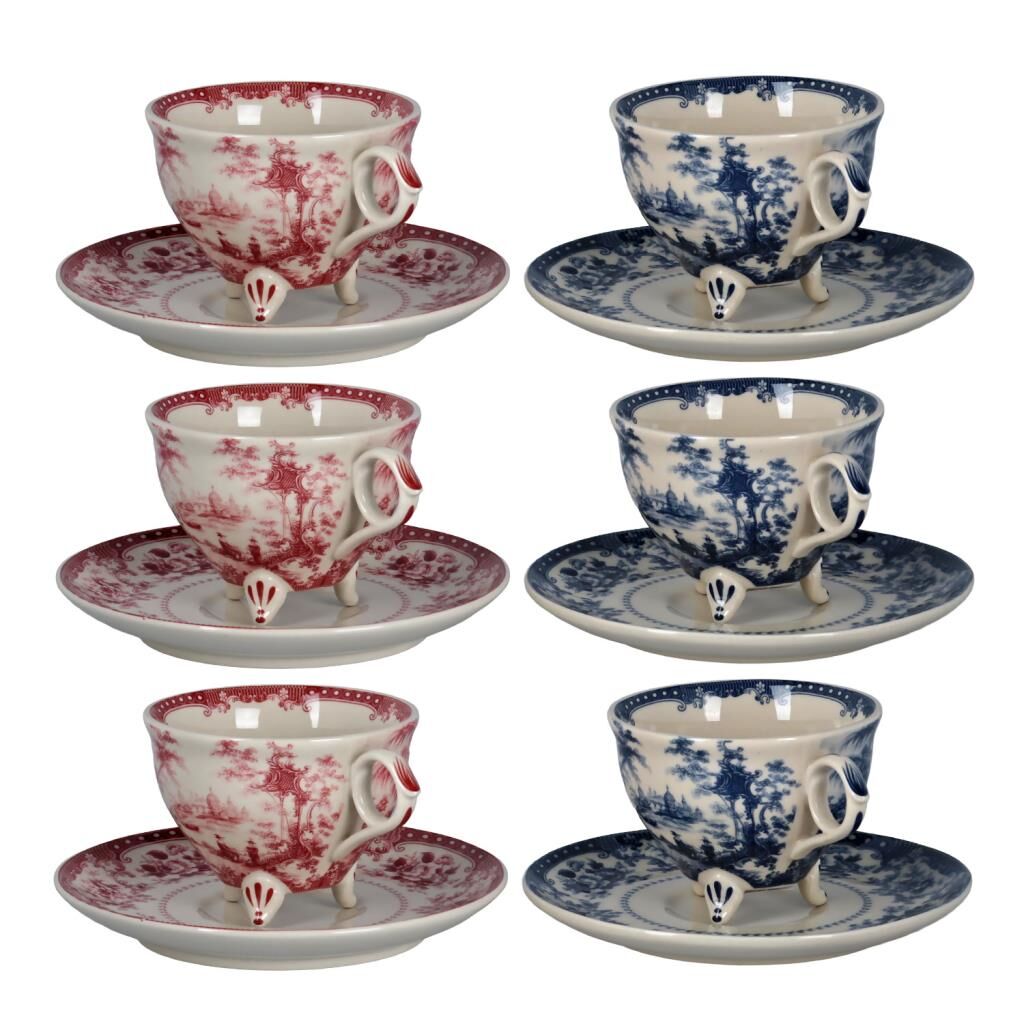 Lucky Art Florantine 6Li Cay Fincani Seti Kırmızı-Mavi 225 cc