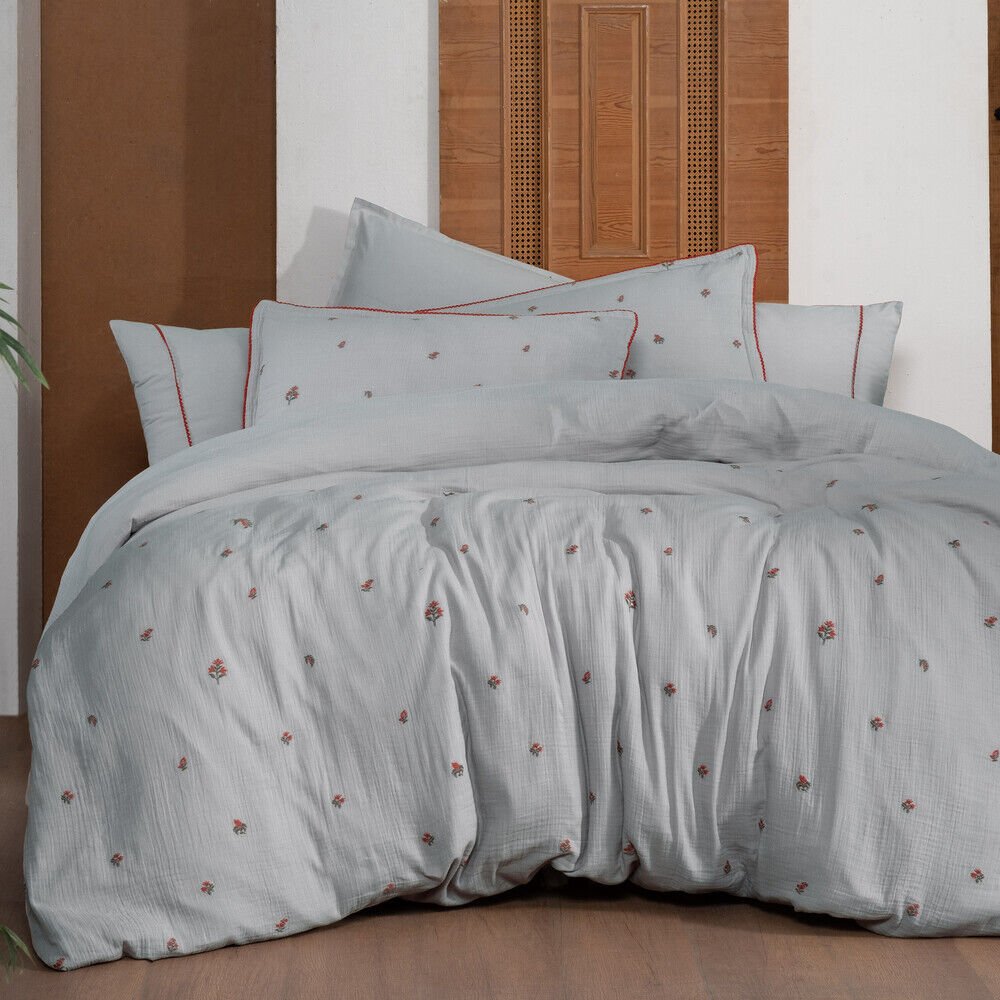 Sarev Plana Gri Mood Comfort Çift Kişilik %100 Pamuk Nevresim Takımı