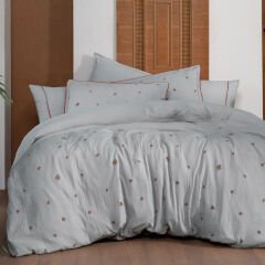 Sarev Plana Gri Mood Comfort Çift Kişilik %100 Pamuk Nevresim Takımı