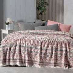 Sarev Allen Somon Tek Kişilik %100 Pamuk İpliği Boyalı Pike Takımı-Mavi