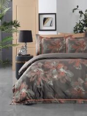 Sarev Atlas Jakarlı Nevresim Takımı King Size , .Bakır