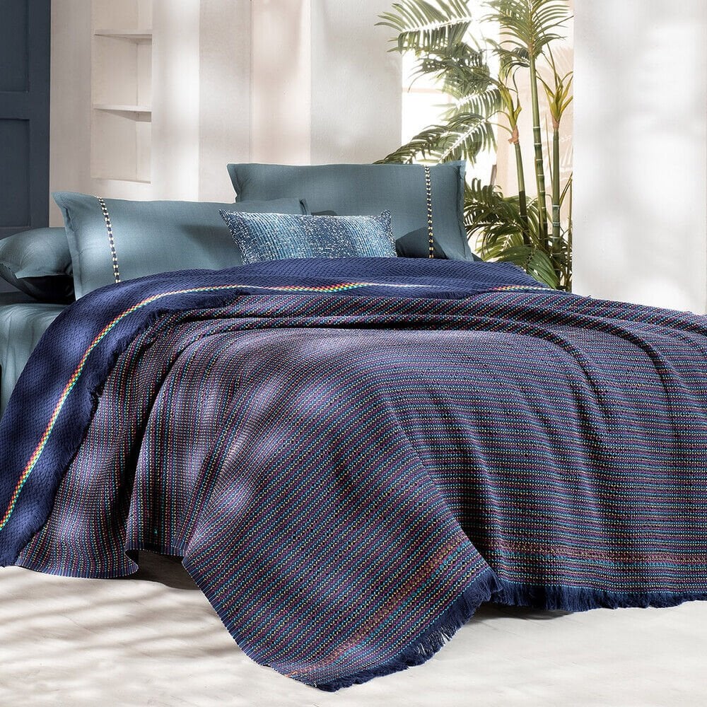 Sarev Fayette Lacivert Çift Kişilik %100 Pamuk İpliği Boyalı Pike Takımı-Yeşil