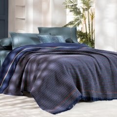 Sarev Fayette Lacivert Çift Kişilik %100 Pamuk İpliği Boyalı Pike Takımı-Yeşil