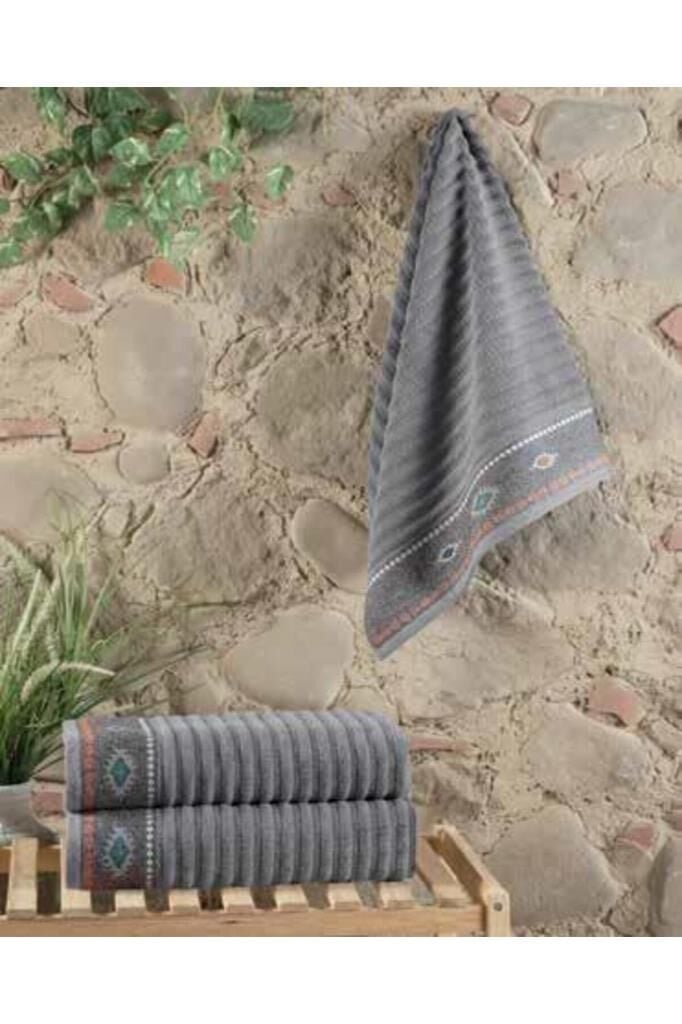 Sarev El-Yüz Havlu 50*90 Cm Bediz Gri