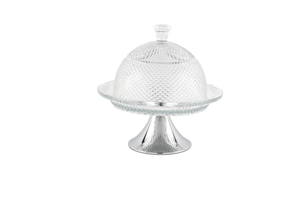 Mikasa Moor Silver Ayak Kapaklı Cam Kek Fanusu 20cm
