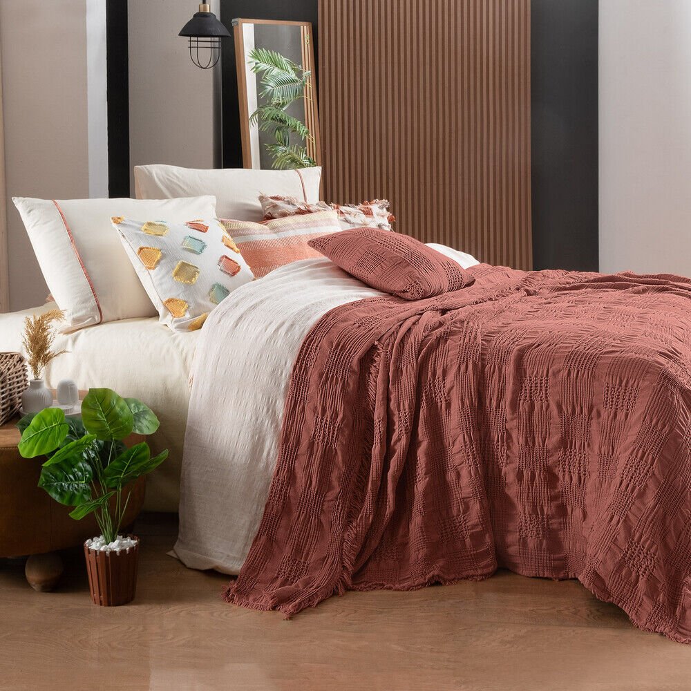 Sarev Nerha Taba Tek Kişilik %100 Pamuk Yatak Örtüsü 180*220 cm