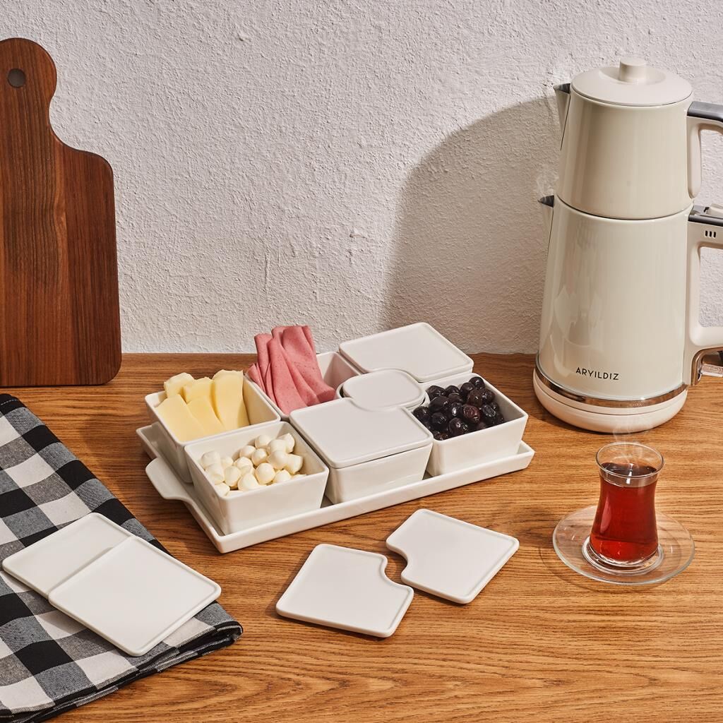 Aryıldız 15 Parça Tepsili Dikdörtgen Kahvaltılık Seti