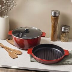 Aryıldız Duo Cast Iron Tencere Kırmızı 28Cm
