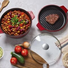 Aryıldız Duo Cast Iron Tencere Kırmızı 28Cm