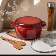 Aryıldız Duo Cast Iron Tencere Kırmızı 24Cm
