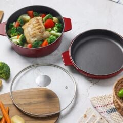 Aryıldız Duo Cast Iron Tencere Kırmızı 24Cm