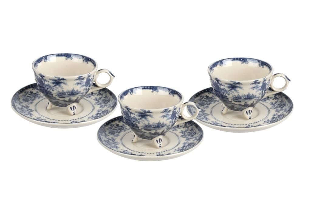 Lucky Art Florantıne 6Lı Ayaklı Çay Fincanı Set  Mavi