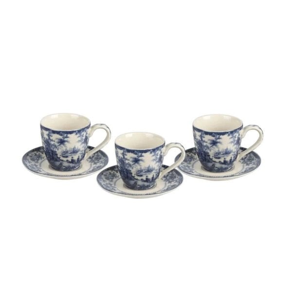 Lucky Art Florantıne 6Lı Kahve Fincanı Set Mavi