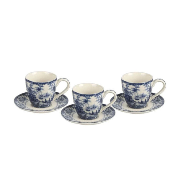 Lucky Art Florantıne 6Lı Kahve Fincanı Set Mavi