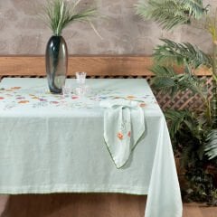 Sarev Hemera Yeşil Keten Masa Ortusu,170/240