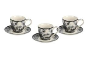 Lucky Art Florantıne 6Lı Kahve Fincanı Set Siyah