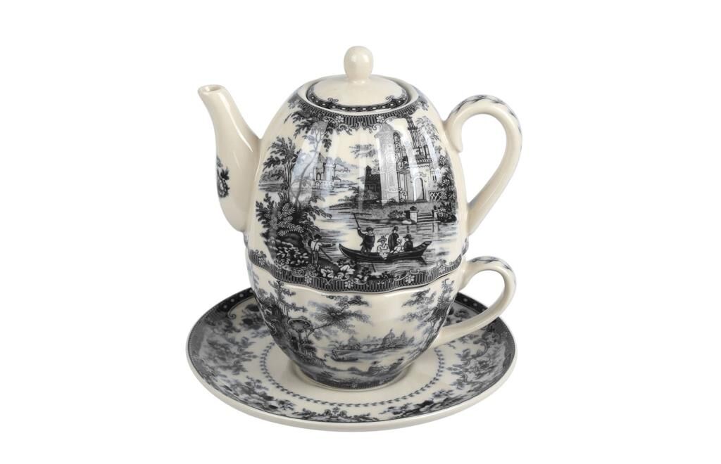 Lucky Art Florantıne Tek Kişilik Çay Seti Siyah